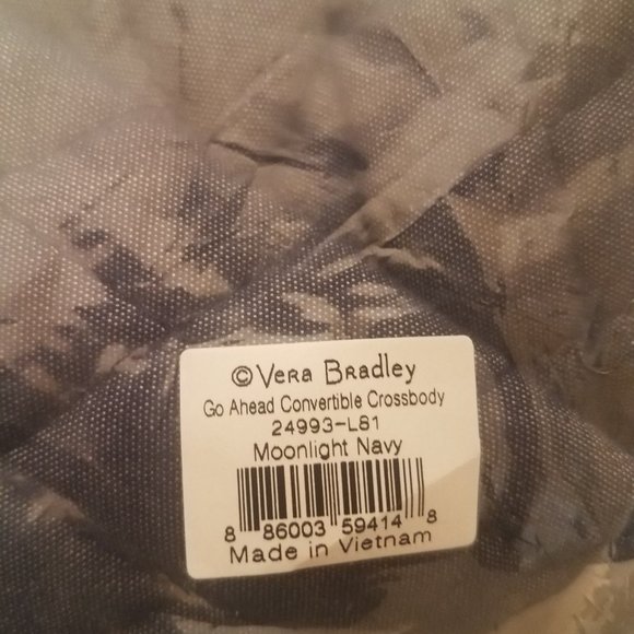 NWT/NBU Vera Bradley Go ahead Convertible Crossbody in Moonlight Navy - Picture 4 of 4